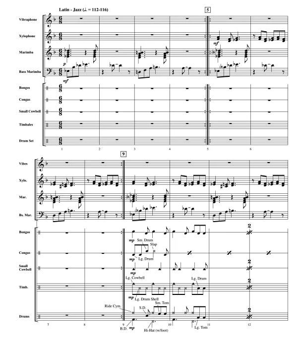 突尼斯之夜 中级 打击乐重奏总谱+分谱 有试听