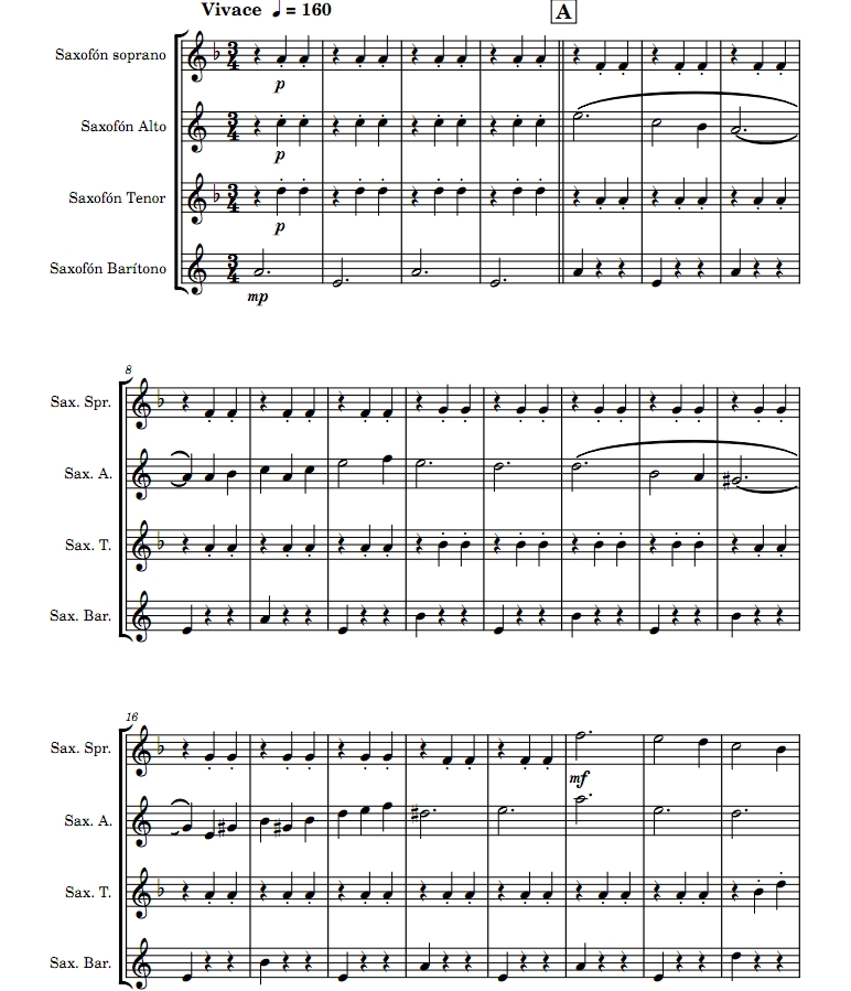 第二圆舞曲 萨克斯四重奏 总分谱 有试听