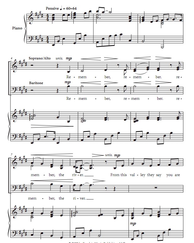 商品为SAB 三声部合唱线谱 红河谷  史密斯版 混声合唱SAB+钢琴谱 有试听