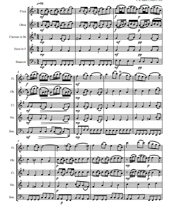 羊儿正安静地吃草 巴赫 木管五重奏总谱+分谱 有试听