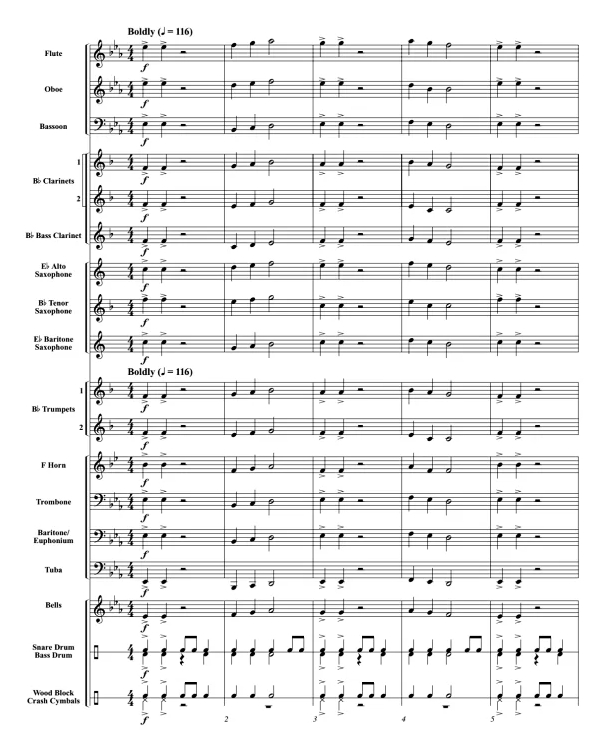 美国人的骄傲 初级 交响管乐合奏总谱+分谱 1级 有试听