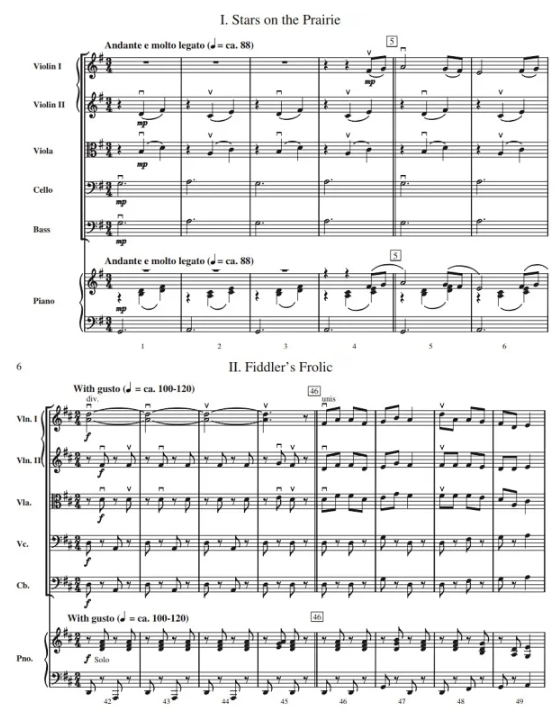 美国情景2首 卡姆佩罗版 初级 交响弦乐合奏总谱+分谱 G1.5 有试听