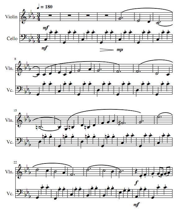 肖斯塔科维奇 第二圆舞曲 小提琴大提琴二重奏 总分谱 有试听