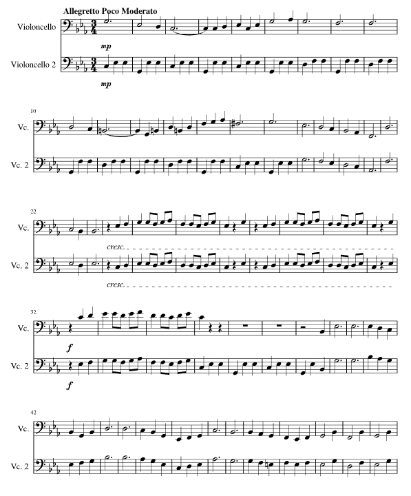 肖斯塔科维奇第二圆舞曲 大提琴二重奏 总分谱 有试听