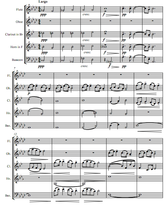 自新大陆第二乐章最缓板 德沃夏克 木管五重奏总谱+分谱 有试听