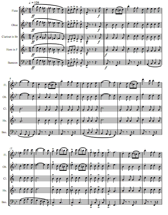 自由钟进行曲 苏萨 木管五重奏总谱+分谱 有试听