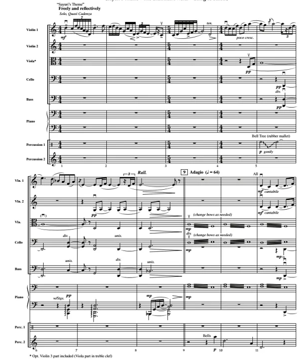 艺伎回忆录 中级 交响弦乐合奏总谱+分谱 3-4级 有试听