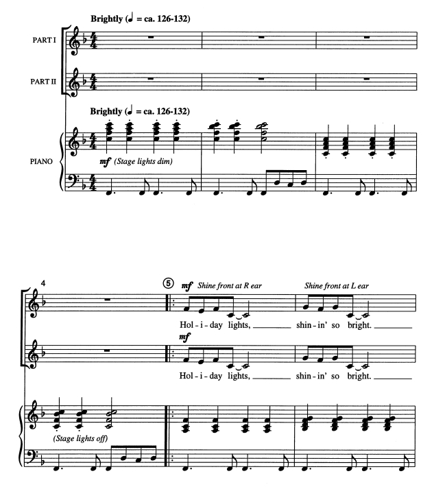 商品为SA 二声部合唱线谱 节日之光 阿特豪斯版 童声女声圣诞合唱谱 有试听