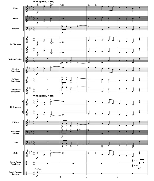 英国民歌 狩猎之歌 初级 交响管乐合奏总谱+分谱 1级 有试听