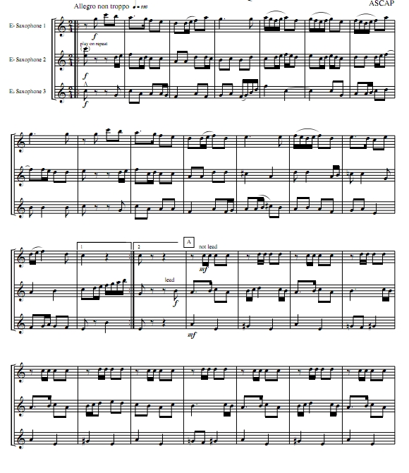 英雄进行曲 中音萨克斯三重奏总谱+分谱 有试听