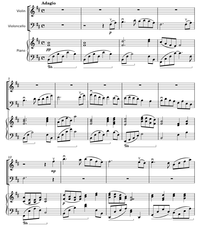 茉莉花 小提琴大提琴钢琴 总分谱 有试听