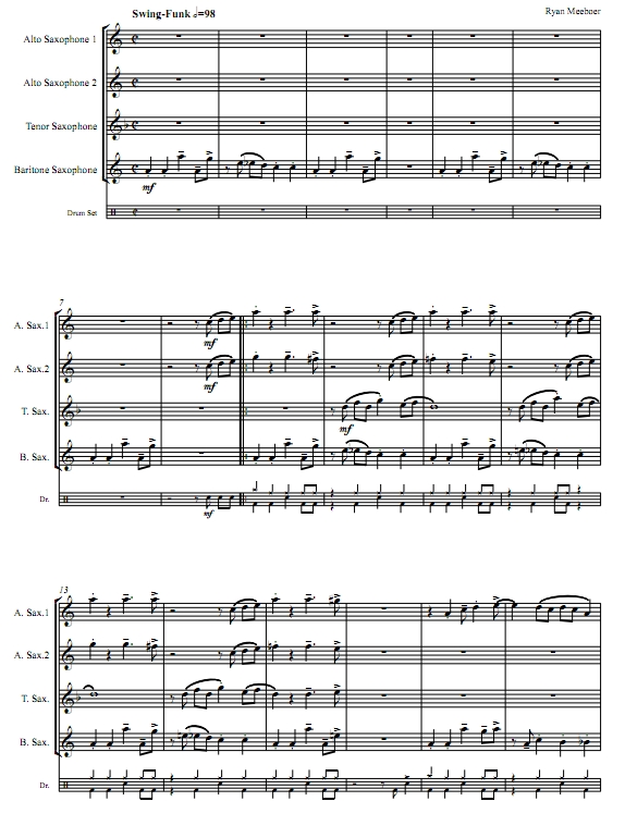 草稿 萨克斯四重奏总谱+分谱 有试听
