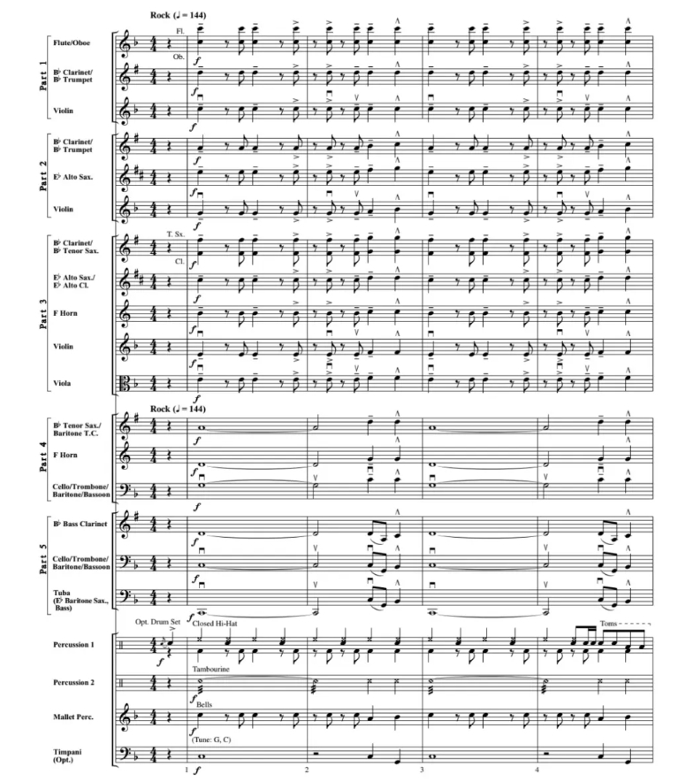 荒原狼 Born to Be Wild 斯维尼版 初-中级 灵活版交响管乐合奏总谱+分谱 G2-3 有试听