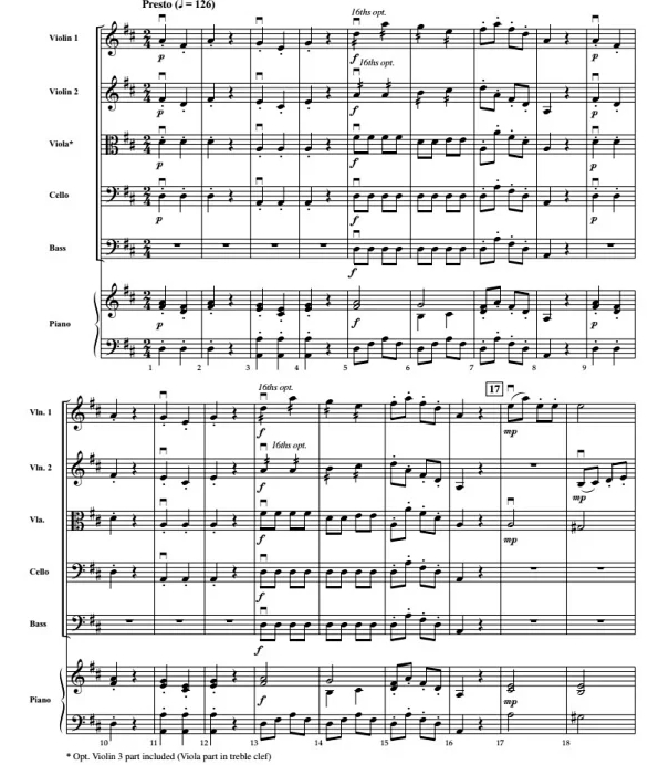 莫扎特急板 霍夫曼版 初-中级 交响弦乐合奏总谱+分谱（2.5级） 有试听