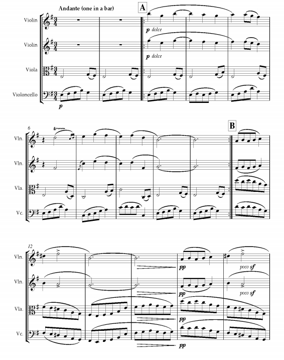 西班牙舞曲第二号：东方 弦乐四重奏 总谱 有试听