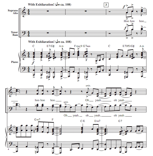 商品为SATB 四声部合唱线谱 詹妮弗.哈德森 Let There Be Joy 布莱默版 混声圣诞合唱谱 有试听