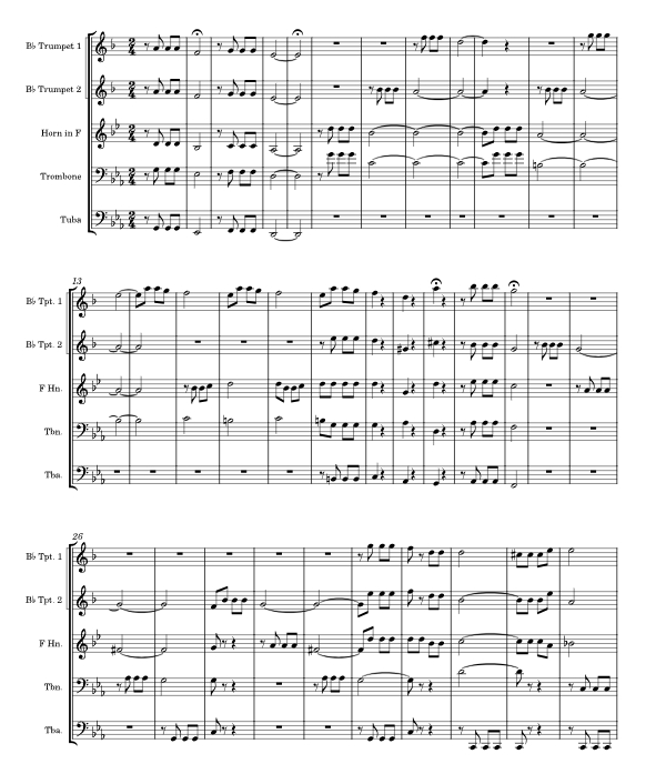 贝多芬第五交响曲 铜管五重奏 总分谱 有试听