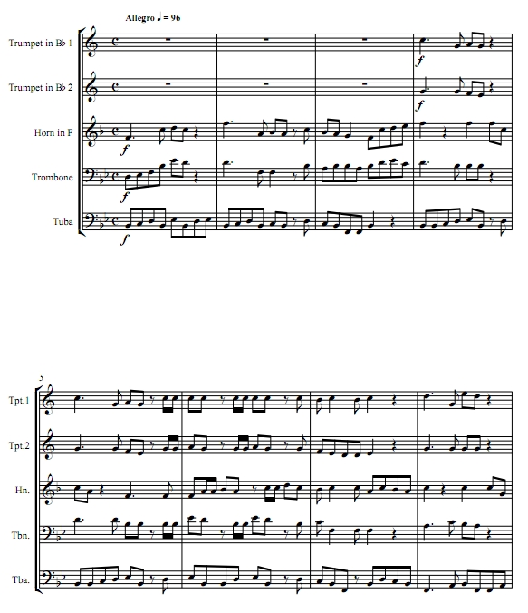 过年 白毛女选段 木管五重奏总谱+分谱 有试听