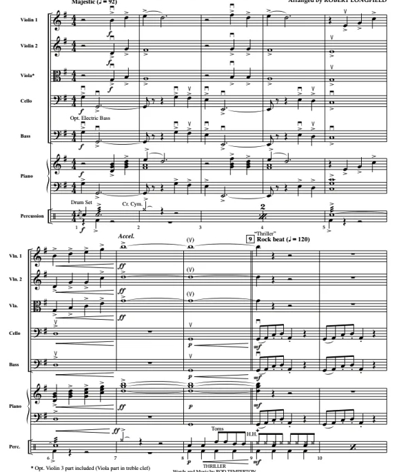 迈克尔.杰克逊礼赞组曲 朗斐尔版 初级 交响弦乐合奏总谱+分谱 G2 有试听