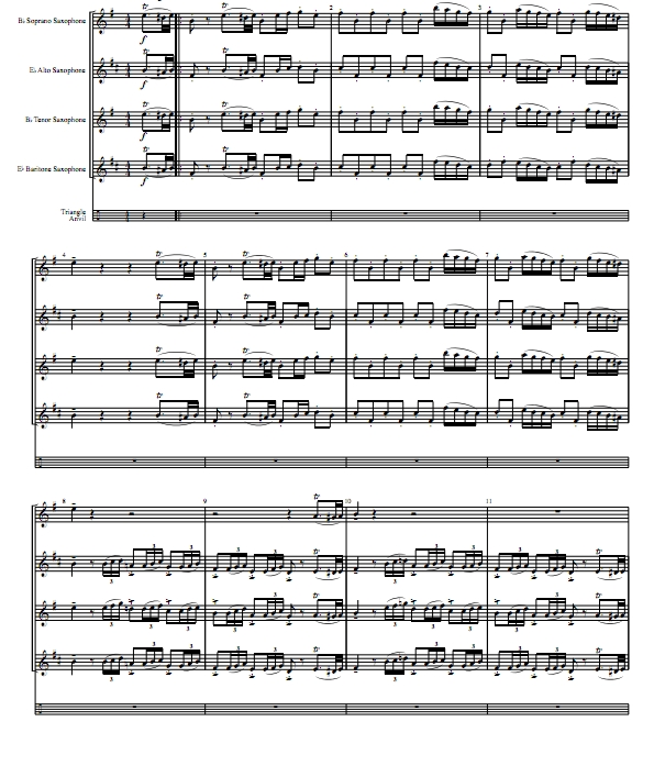 铁砧之歌 威尔弟 游唱诗人 SATB萨克斯四重奏与打击乐 总谱+分谱 有试听