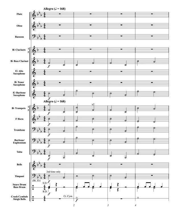 铃儿响叮当铜饰版 初级 交响管乐合奏总谱+分谱 1级 有试听