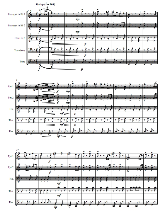 闲聊波尔卡 铜管五重奏总谱+分谱 有试听