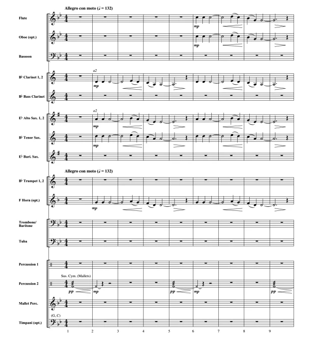 雄鹰之歌 初级 交响管乐合奏总谱+分谱 1.5级 有试听