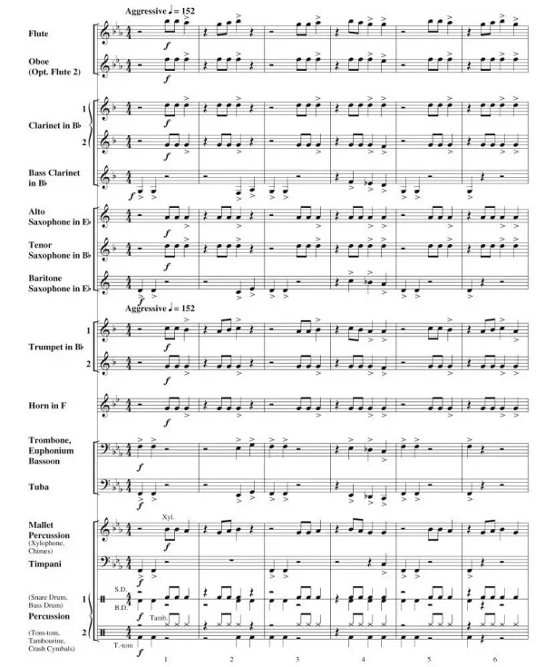 骑马格斗 初级 交响管乐合奏总谱+分谱 1.5级 有试听