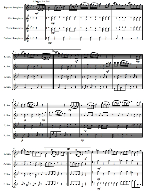 鹦鹉螺  AATB萨克斯四重奏总谱+分谱 有试听