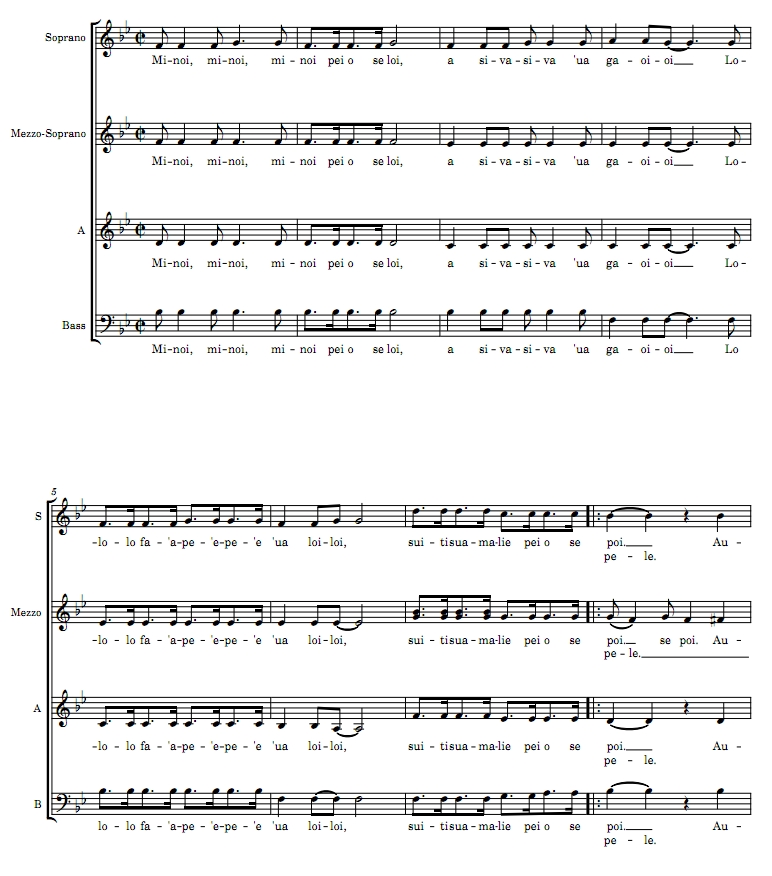 商品为 四声部合唱线谱 Minoi Minoi 四声部合唱线谱 有试听