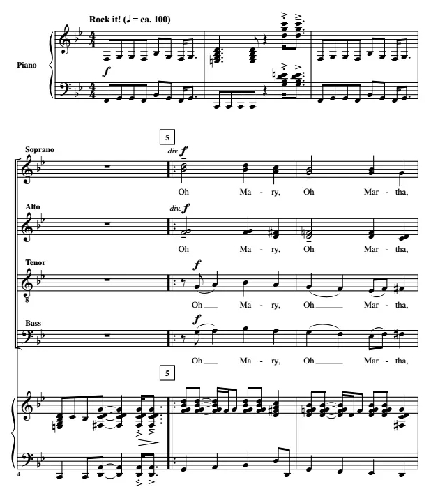 商品为SATB 四声部合唱线谱 Rockin' Jerusalem 迪尔沃思版 混声合唱谱 有试听