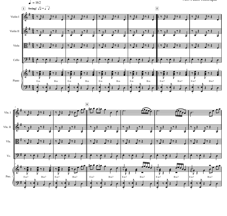 Take Five 弦乐四重奏+钢琴 总分谱 有试听