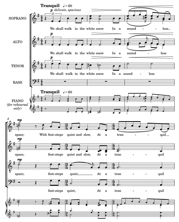 商品为SATB 四声部合唱线谱 We Shall Walk 沃克版 圣诞阿卡贝拉 无伴奏混声合唱谱 有试听