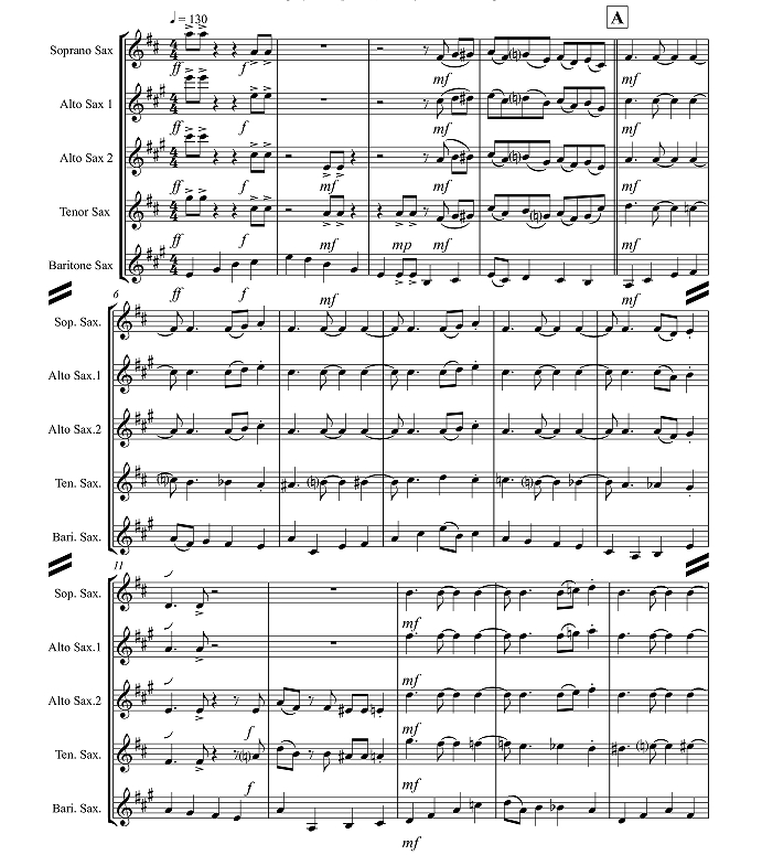 一串珍珠 肯尼思版 SAATB 萨克斯五重奏 总谱+分谱 有试听