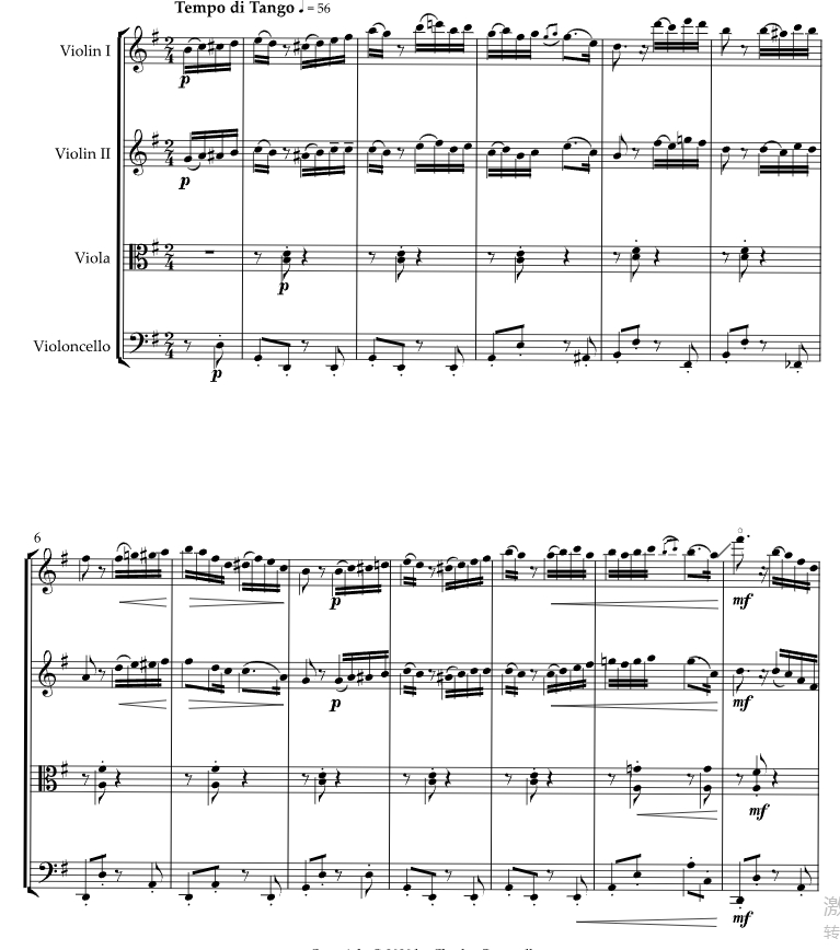 一步之遥 查尔斯版 弦乐四重奏 总谱+分谱 有试听