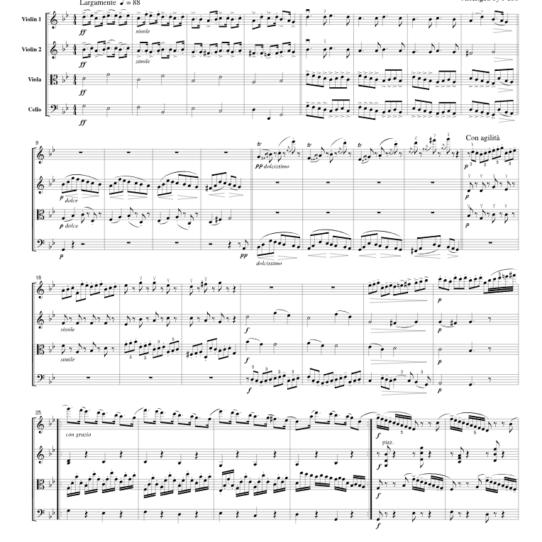 亨德尔 帕萨卡利亚 CH108  弦乐四重奏 总谱+分谱 有试听