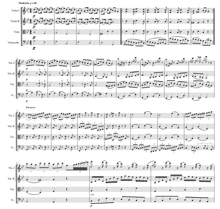 亨德尔G小调组曲 帕萨卡利亚 VI  弦乐四重奏 总谱+分谱 有试听