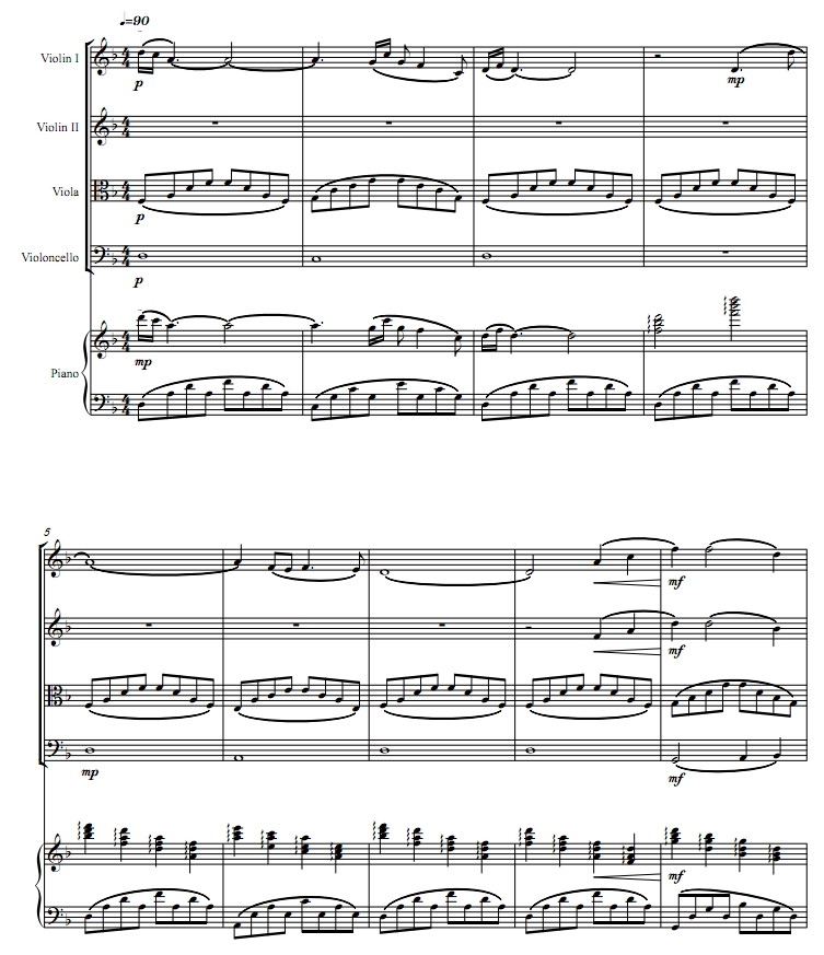 倩女幽魂 弦乐四重奏+钢琴 总分谱 有试听