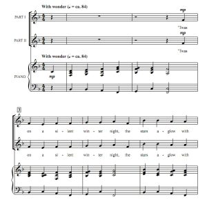 商品为SA 二声部合唱线谱 冬之卡农  贝克版 童声女声合唱谱 有试听-云音圈