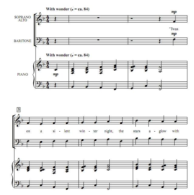 商品为SAB 三声部合唱线谱 冬之卡农  贝克版 混声合唱谱 有试听