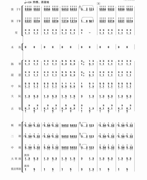 喜洋洋 民乐总谱+分谱