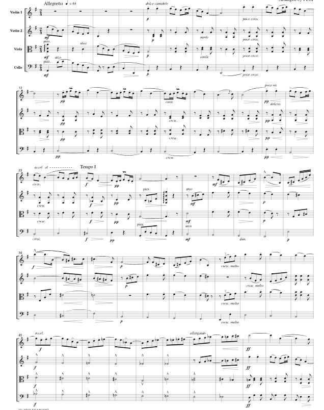 埃尔加晨歌 弦乐四重奏 总谱+分谱 有试听