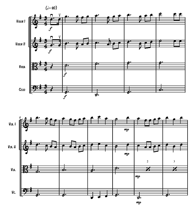 墨西哥生日歌 埃米利亚诺版 弦乐四重奏 总谱+分谱 有试听