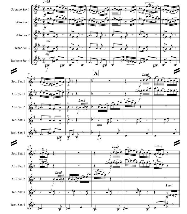 嫩玉米 探戈 肯尼斯版 SATB 萨克斯管四重奏 总谱+分谱 有试听