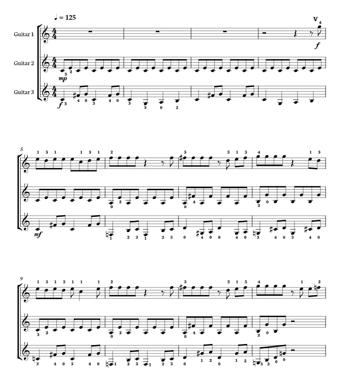 小羊肖恩 海森堡版 吉他三重奏 总分谱 有试听