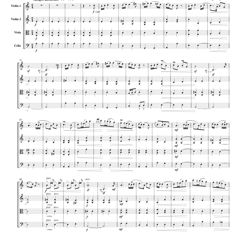 巴托克罗马尼亚民间舞曲  弦乐四重奏 总谱+分谱 有试听