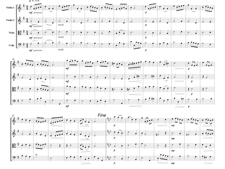 巴赫《为安娜·玛格达莱娜·巴赫而作的笔记本中的两首小步舞曲》 弦乐四重奏 总谱+分谱 有试听