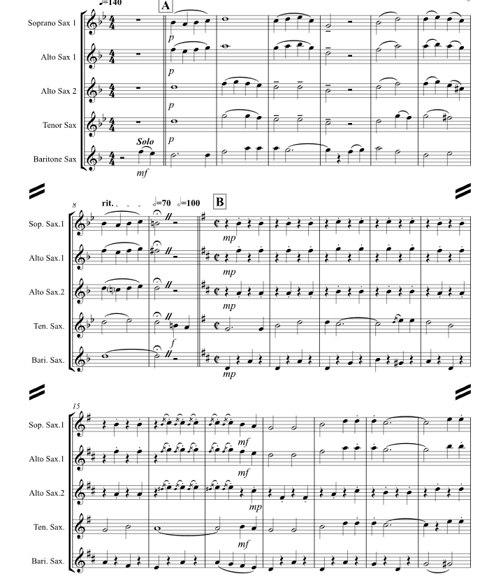 当圣徒们列队前进时 肯尼斯版 SATB 萨克斯四重奏 总谱+分谱 有试听