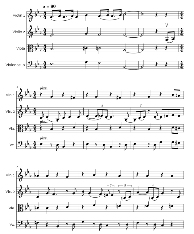 情人  弦乐四重奏 总谱+分谱 有试听