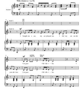 商品为SA 二声部合唱线谱 我买到一只猫 阿尔布雷克特版 童声女声合唱谱 有试听-云音圈